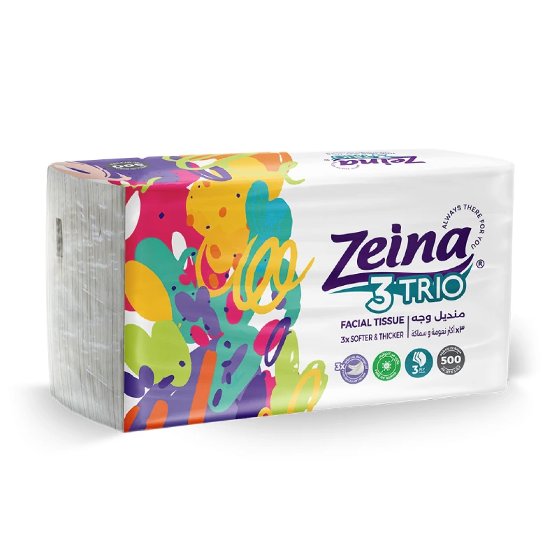 زينة تريو مناديل وجه - 500 منديل
